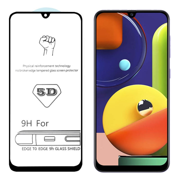25 PCS For Galaxy A50s 9H 5D Full Glue Full Screen Tempered Glass Film