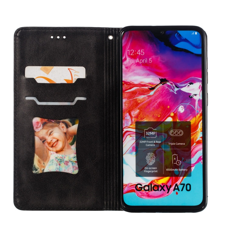 Calf Texture Zipper Magnetic Horizontal Flip Leather Case for Galaxy A70, with Wallet & Holder & Card Slots