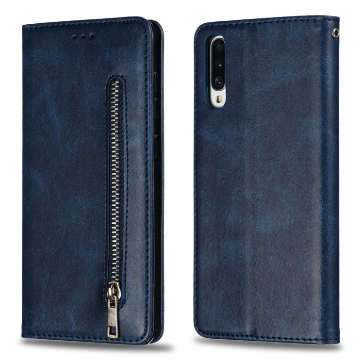 Calf Texture Zipper Magnetic Horizontal Flip Leather Case for Galaxy A70, with Wallet & Holder & Card Slots