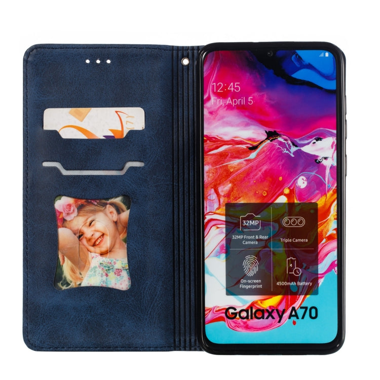 Calf Texture Zipper Magnetic Horizontal Flip Leather Case for Galaxy A70, with Wallet & Holder & Card Slots