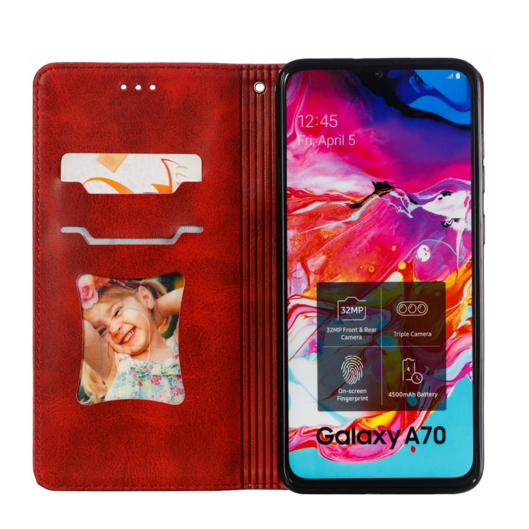 Calf Texture Zipper Magnetic Horizontal Flip Leather Case for Galaxy A70, with Wallet & Holder & Card Slots