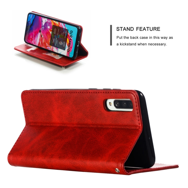 Calf Texture Zipper Magnetic Horizontal Flip Leather Case for Galaxy A70, with Wallet & Holder & Card Slots