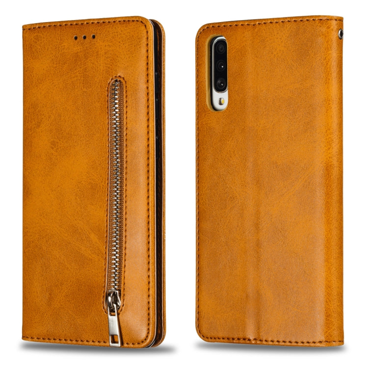 Calf Texture Zipper Magnetic Horizontal Flip Leather Case for Galaxy A70, with Wallet & Holder & Card Slots