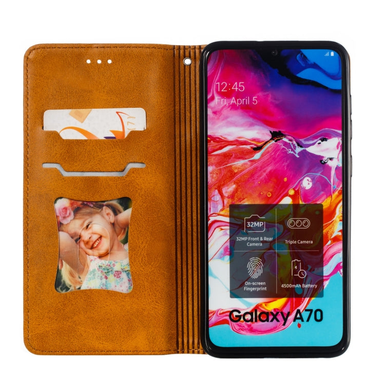Calf Texture Zipper Magnetic Horizontal Flip Leather Case for Galaxy A70, with Wallet & Holder & Card Slots