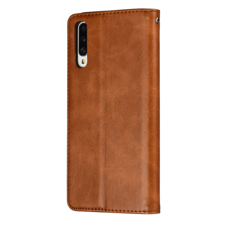 Calf Texture Zipper Magnetic Horizontal Flip Leather Case for Galaxy A70, with Wallet & Holder & Card Slots