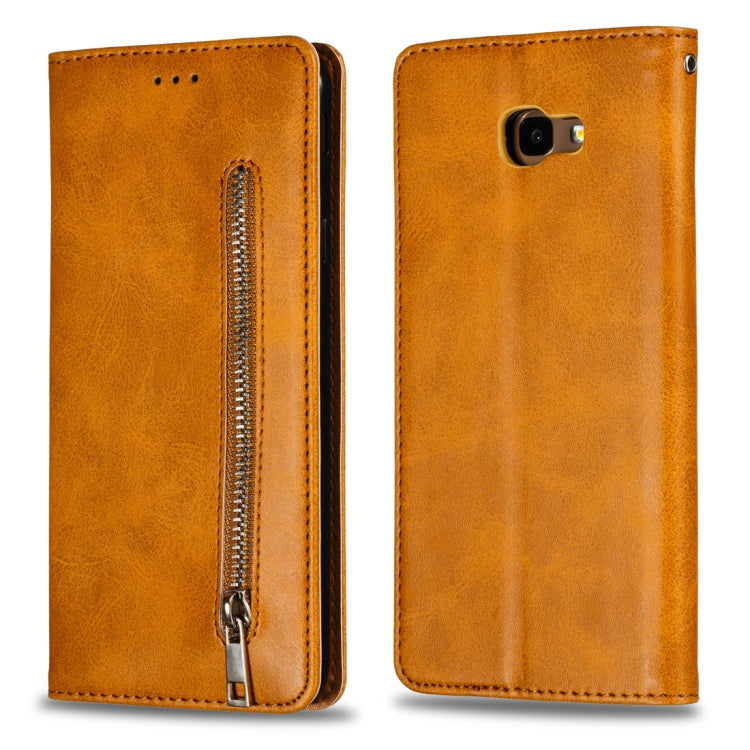 Calf Texture Zipper Magnetic Horizontal Flip Leather Case for Galaxy J4+, with Wallet & Holder & Card Slots