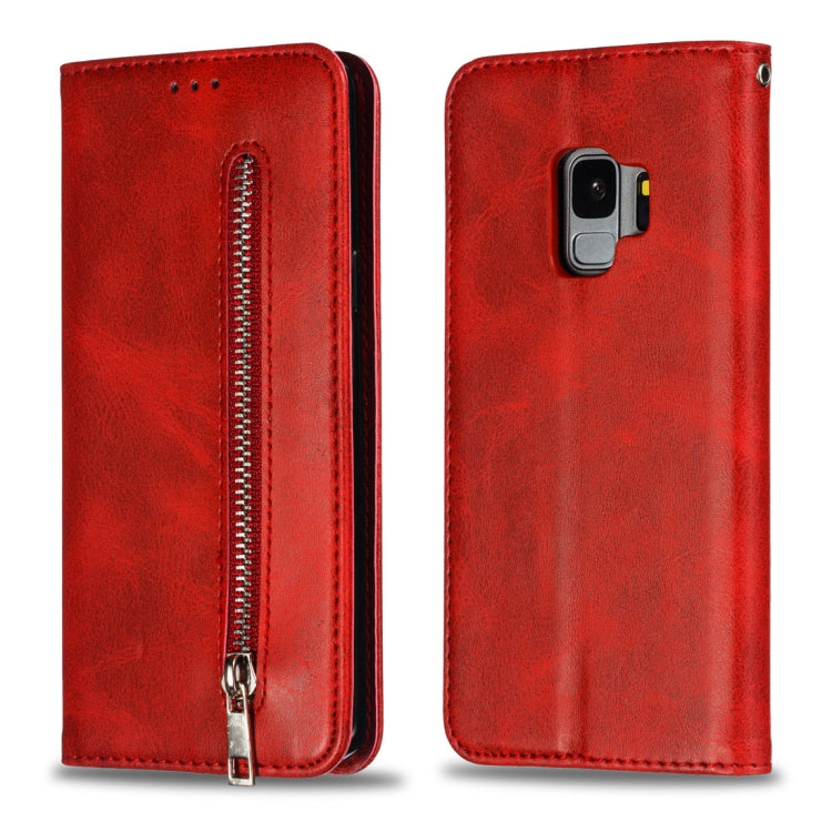 Calf Texture Zipper Magnetic Horizontal Flip Leather Case for Galaxy S9, with Wallet & Holder & Card Slots