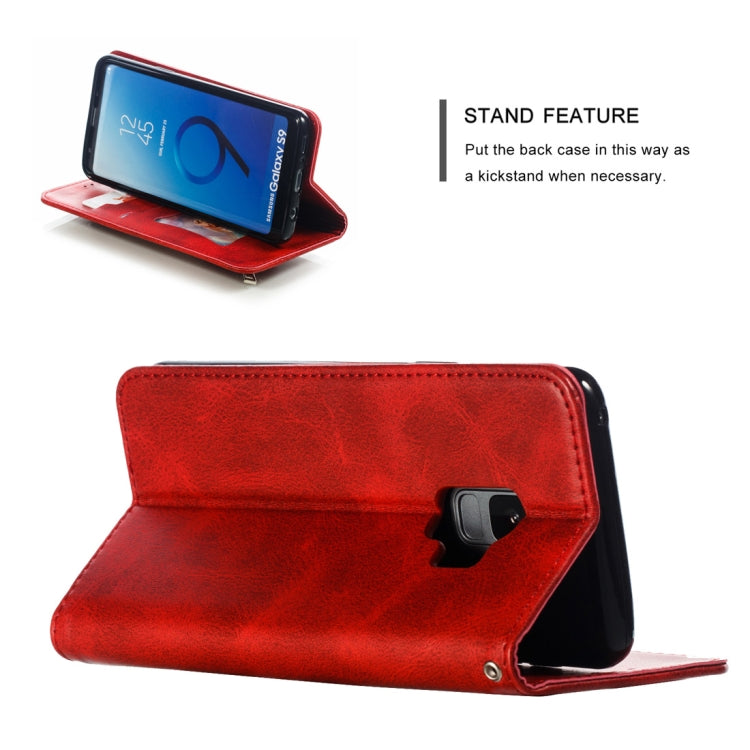 Calf Texture Zipper Magnetic Horizontal Flip Leather Case for Galaxy S9, with Wallet & Holder & Card Slots