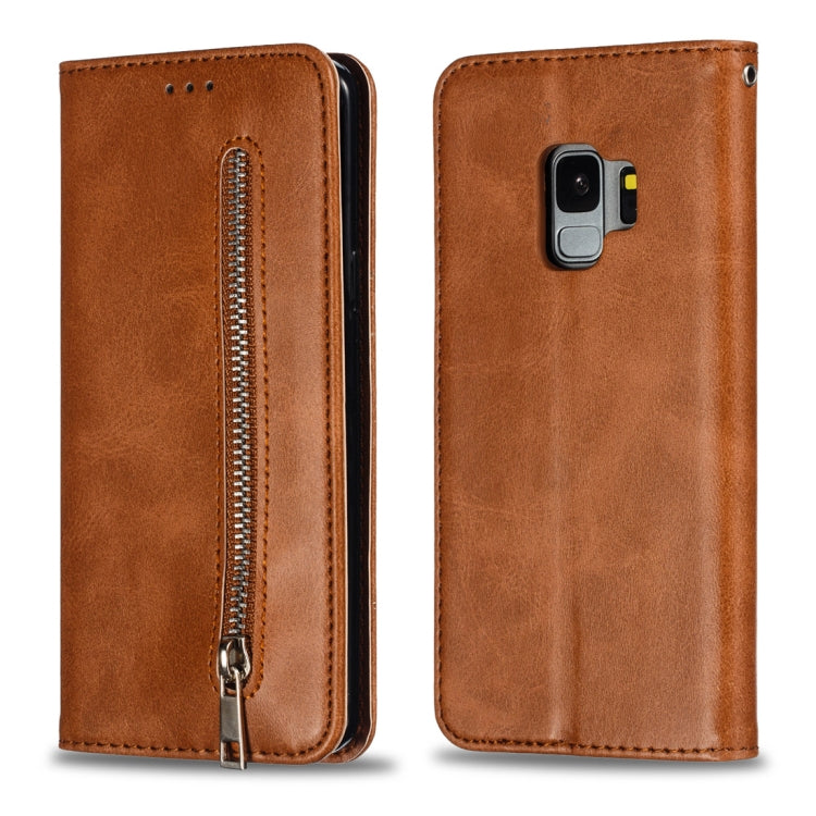 Calf Texture Zipper Magnetic Horizontal Flip Leather Case for Galaxy S9, with Wallet & Holder & Card Slots