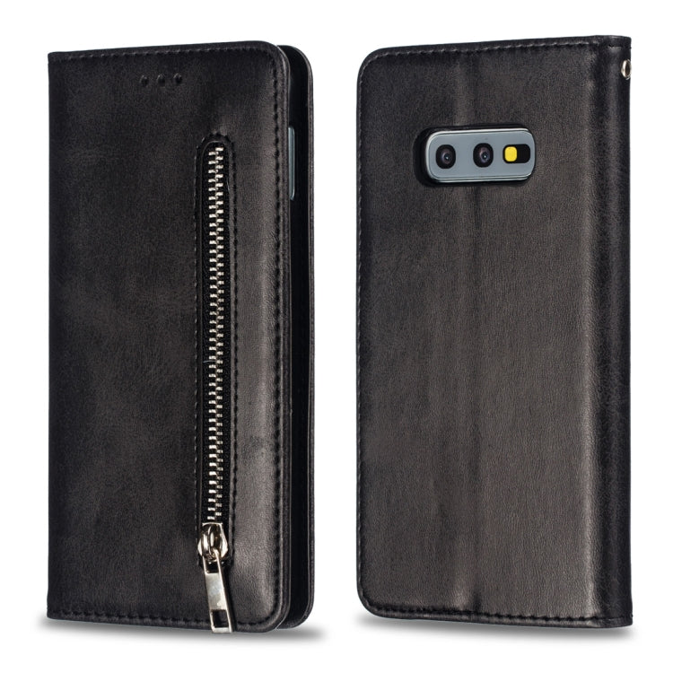 Calf Texture Zipper Magnetic Horizontal Flip Leather Case for Galaxy S10e, with Wallet & Holder & Card Slots