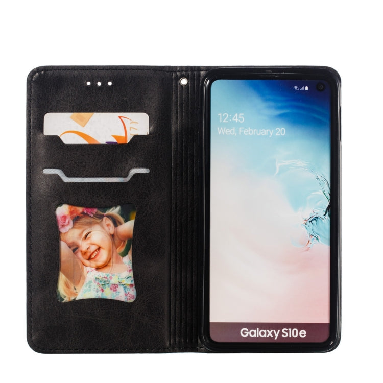 Calf Texture Zipper Magnetic Horizontal Flip Leather Case for Galaxy S10e, with Wallet & Holder & Card Slots