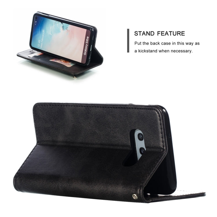 Calf Texture Zipper Magnetic Horizontal Flip Leather Case for Galaxy S10e, with Wallet & Holder & Card Slots