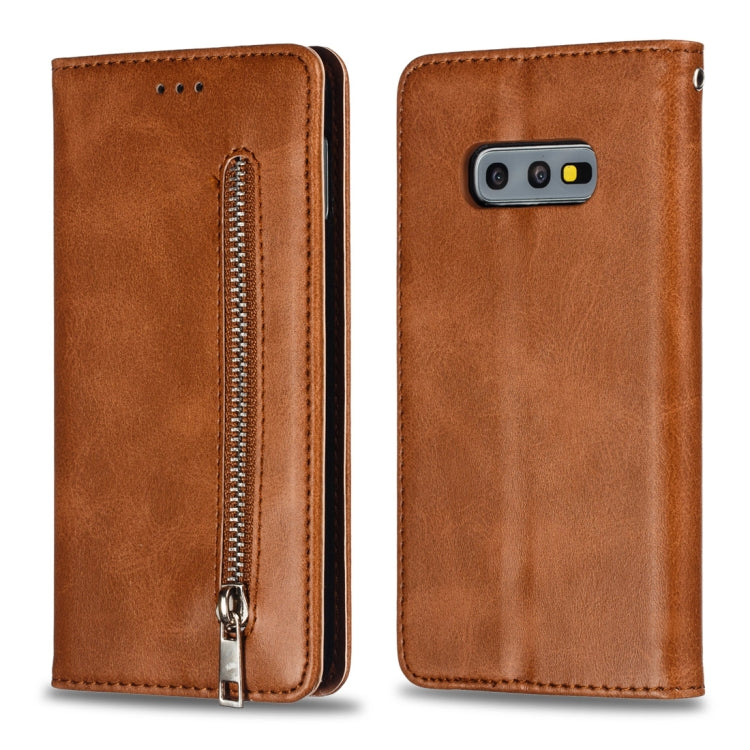 Calf Texture Zipper Magnetic Horizontal Flip Leather Case for Galaxy S10e, with Wallet & Holder & Card Slots