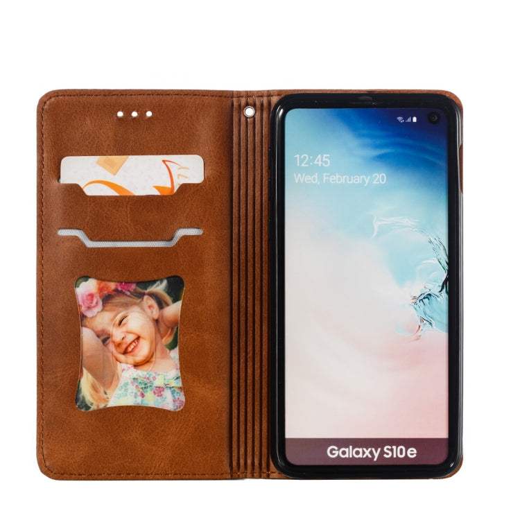 Calf Texture Zipper Magnetic Horizontal Flip Leather Case for Galaxy S10e, with Wallet & Holder & Card Slots