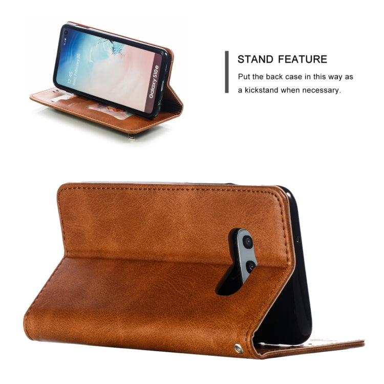 Calf Texture Zipper Magnetic Horizontal Flip Leather Case for Galaxy S10e, with Wallet & Holder & Card Slots