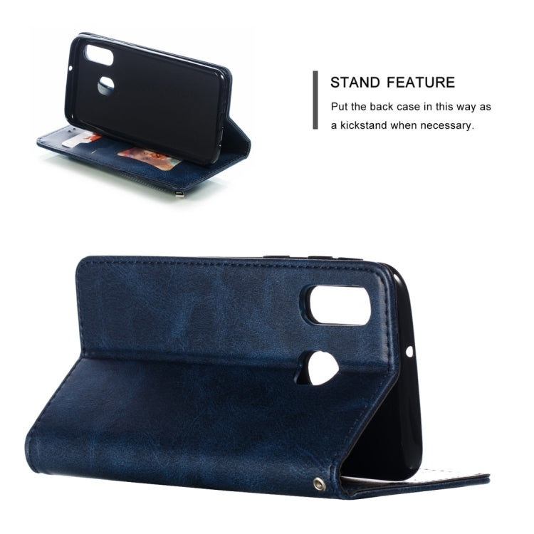 Calf Texture Zipper Magnetic Horizontal Flip Leather Case for Galaxy A40, with Wallet & Holder & Card Slots