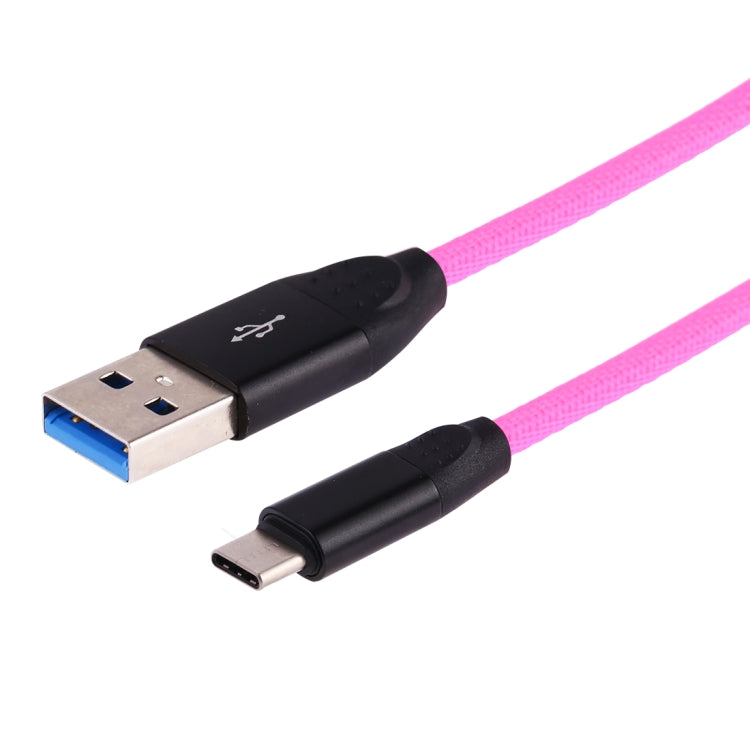 1m USB to USB-C / Type-C Rainbow Nylon Data Sync Charging Cable