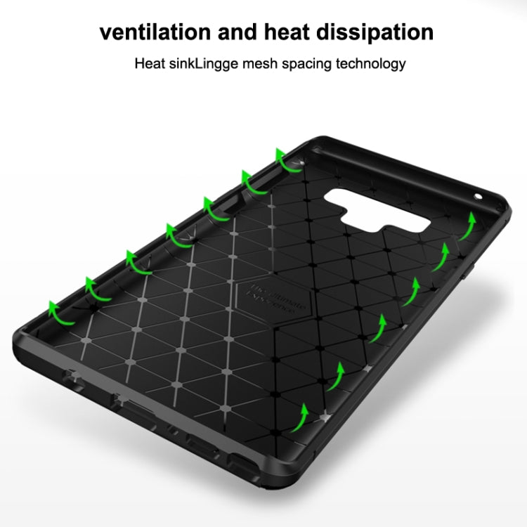 Beetle Shape Carbon Fiber Texture Shockproof TPU Case for Galaxy Note9(Brown)