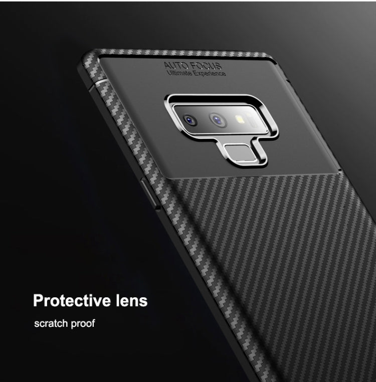 Beetle Shape Carbon Fiber Texture Shockproof TPU Case for Galaxy Note9(Brown)
