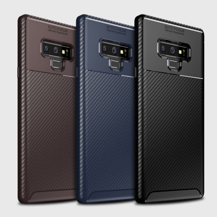 Beetle Shape Carbon Fiber Texture Shockproof TPU Case for Galaxy Note9(Brown)