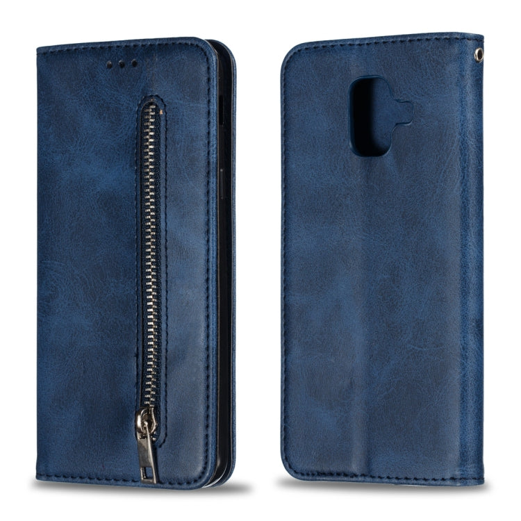 Calf Texture Zipper Magnetic Horizontal Flip Leather Case for Galaxy A6 (2018), with Wallet & Holder & Card Slots