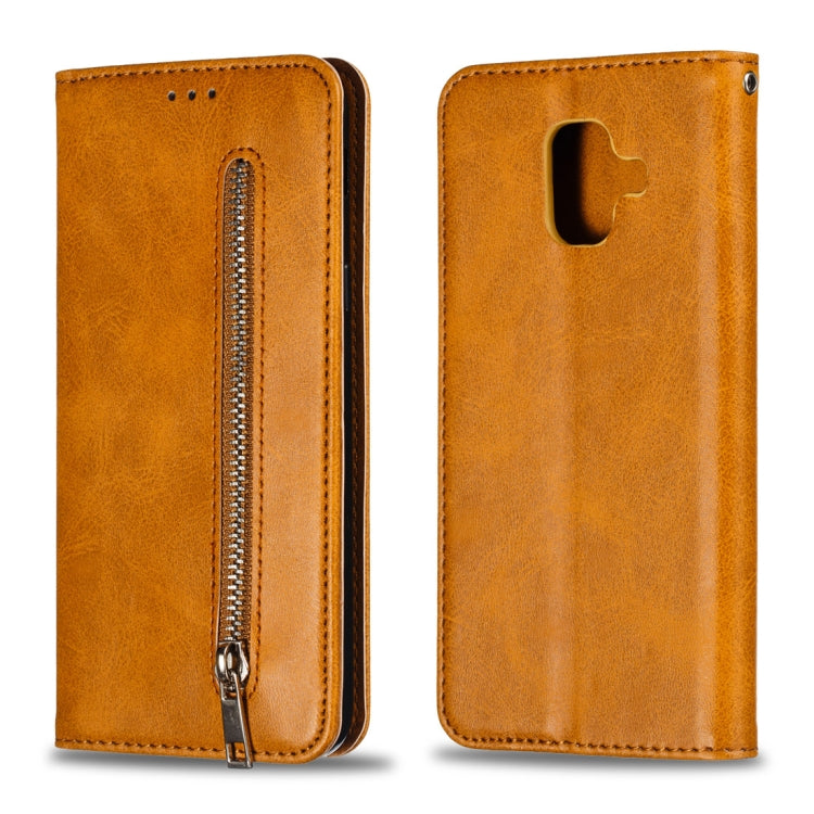 Calf Texture Zipper Magnetic Horizontal Flip Leather Case for Galaxy A6 (2018), with Wallet & Holder & Card Slots