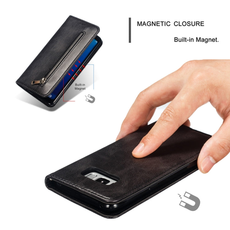 Calf Texture Zipper Magnetic Horizontal Flip Leather Case for Galaxy S8, with Wallet & Holder & Card Slots