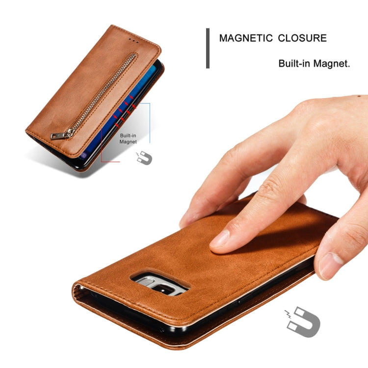 Calf Texture Zipper Magnetic Horizontal Flip Leather Case for Galaxy S8, with Wallet & Holder & Card Slots