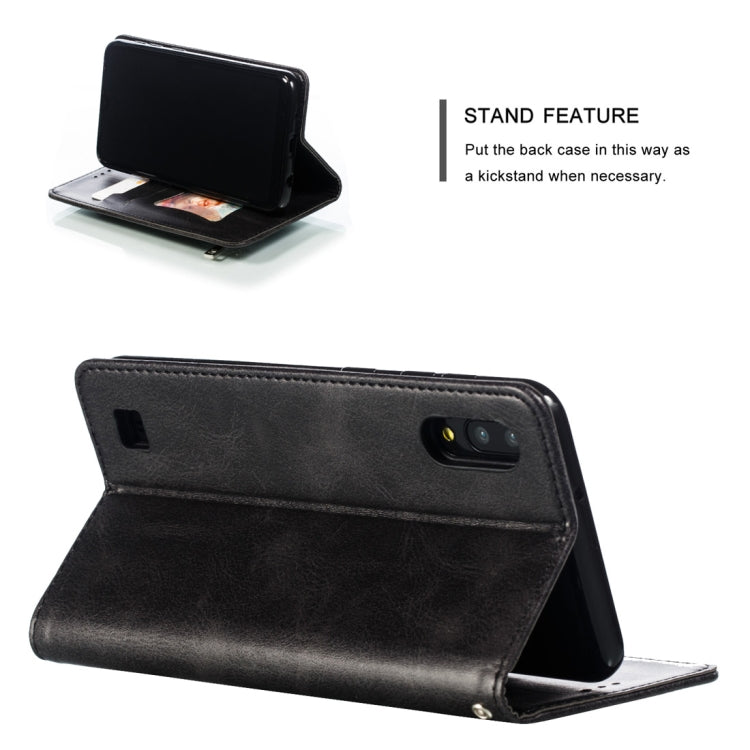 Calf Texture Zipper Magnetic Horizontal Flip Leather Case for Galaxy M10, with Wallet & Holder & Card Slots