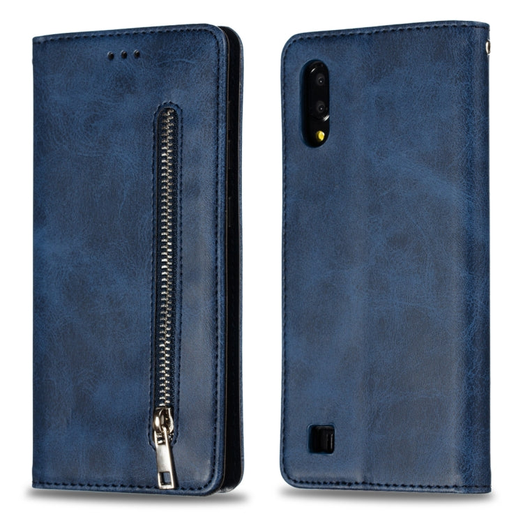Calf Texture Zipper Magnetic Horizontal Flip Leather Case for Galaxy M10, with Wallet & Holder & Card Slots