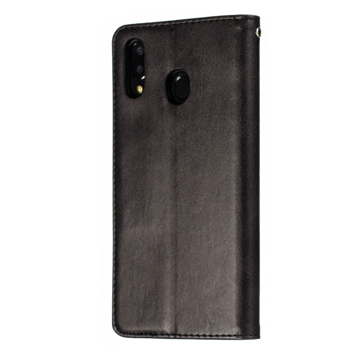 Calf Texture Zipper Magnetic Horizontal Flip Leather Case for Galaxy M20, with Wallet & Holder & Card Slots