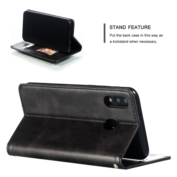 Calf Texture Zipper Magnetic Horizontal Flip Leather Case for Galaxy M20, with Wallet & Holder & Card Slots