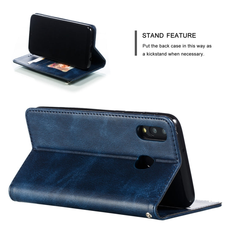 Calf Texture Zipper Magnetic Horizontal Flip Leather Case for Galaxy M20, with Wallet & Holder & Card Slots