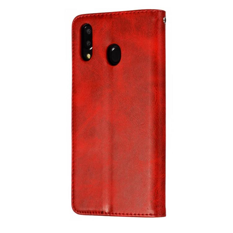 Calf Texture Zipper Magnetic Horizontal Flip Leather Case for Galaxy M20, with Wallet & Holder & Card Slots