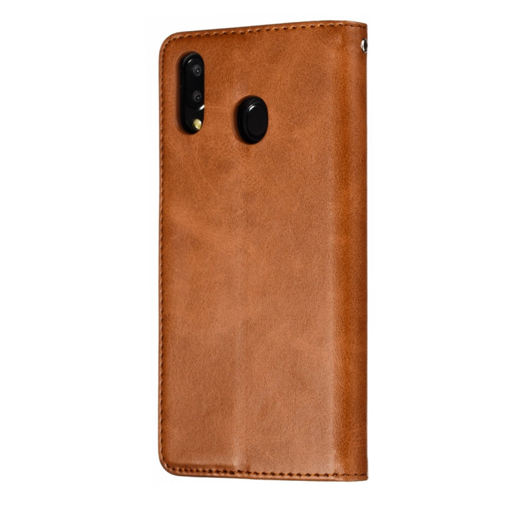 Calf Texture Zipper Magnetic Horizontal Flip Leather Case for Galaxy M20, with Wallet & Holder & Card Slots
