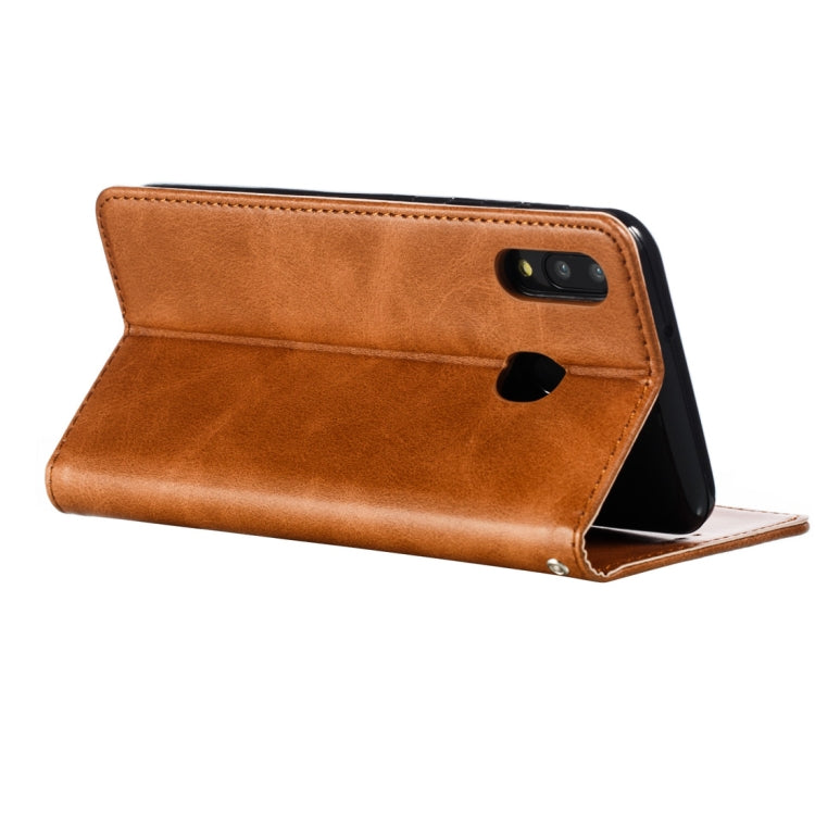 Calf Texture Zipper Magnetic Horizontal Flip Leather Case for Galaxy M20, with Wallet & Holder & Card Slots