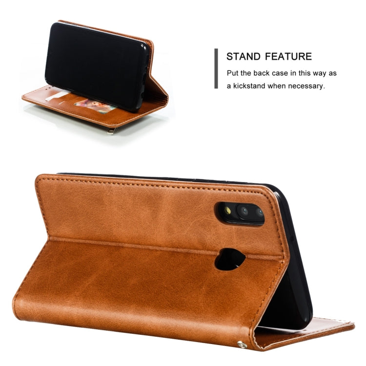 Calf Texture Zipper Magnetic Horizontal Flip Leather Case for Galaxy M20, with Wallet & Holder & Card Slots