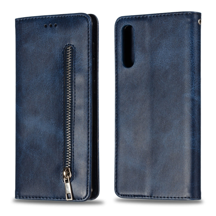 Calf Texture Zipper Magnetic Horizontal Flip Leather Case for Galaxy A50, with Wallet & Holder & Card Slots