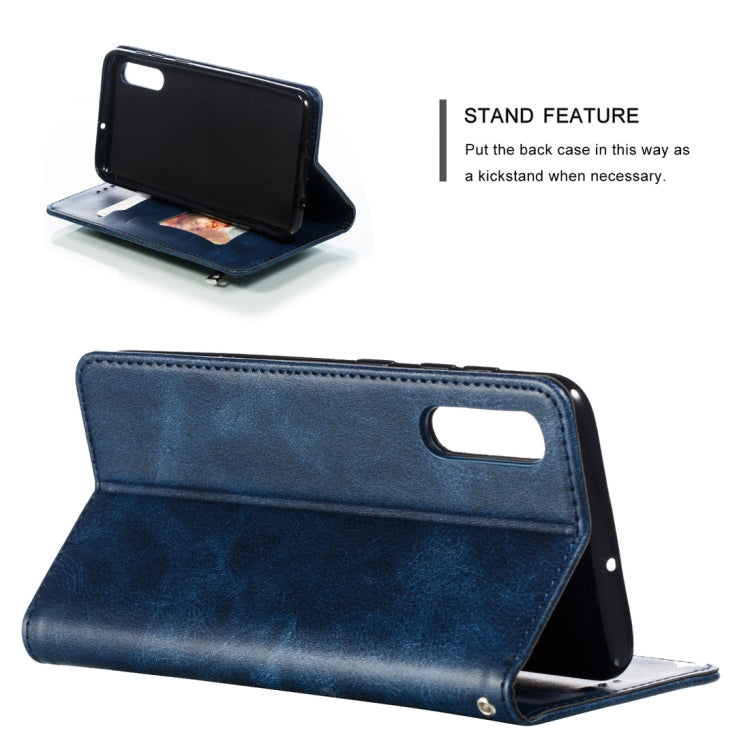 Calf Texture Zipper Magnetic Horizontal Flip Leather Case for Galaxy A50, with Wallet & Holder & Card Slots