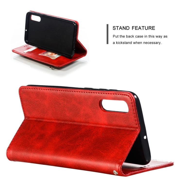 Calf Texture Zipper Magnetic Horizontal Flip Leather Case for Galaxy A50, with Wallet & Holder & Card Slots