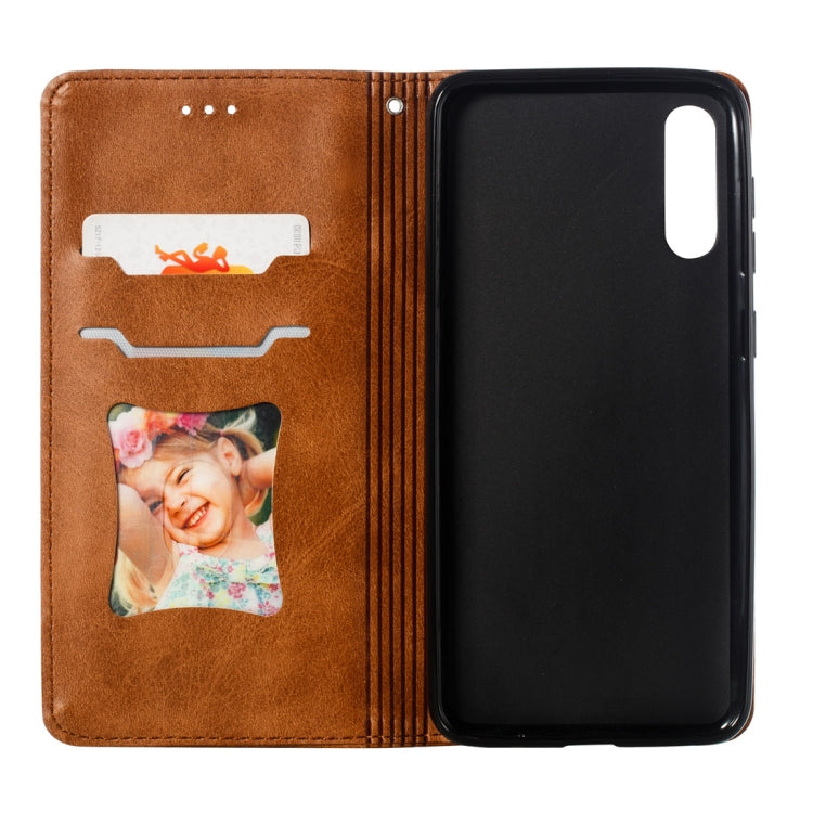Calf Texture Zipper Magnetic Horizontal Flip Leather Case for Galaxy A50, with Wallet & Holder & Card Slots