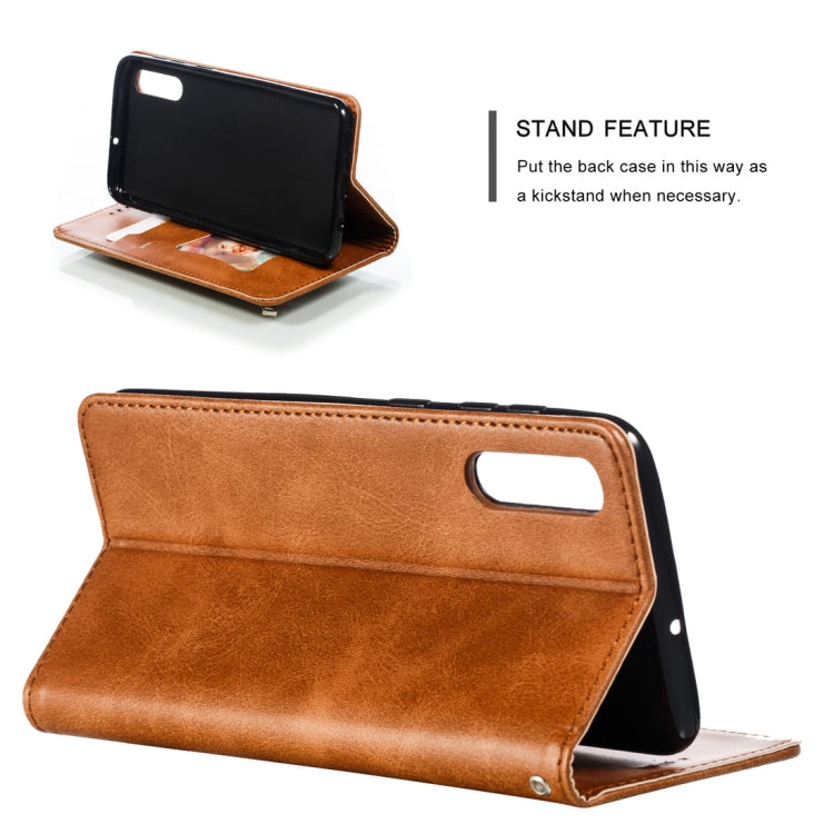 Calf Texture Zipper Magnetic Horizontal Flip Leather Case for Galaxy A50, with Wallet & Holder & Card Slots