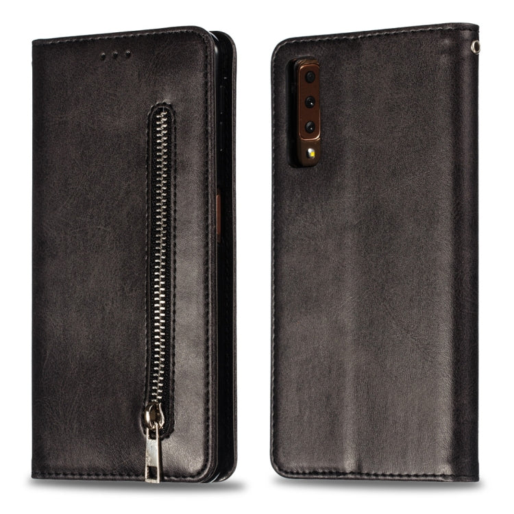 Calf Texture Zipper Magnetic Horizontal Flip Leather Case for Galaxy A7 (2018), with Wallet & Holder & Card Slots