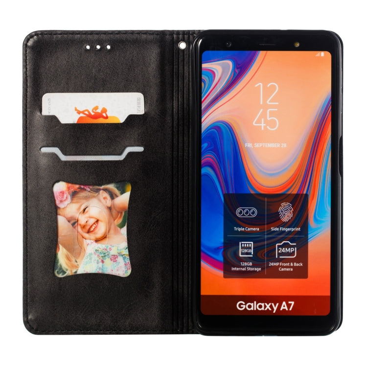 Calf Texture Zipper Magnetic Horizontal Flip Leather Case for Galaxy A7 (2018), with Wallet & Holder & Card Slots