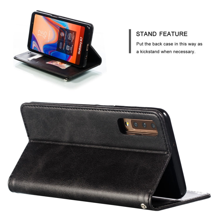 Calf Texture Zipper Magnetic Horizontal Flip Leather Case for Galaxy A7 (2018), with Wallet & Holder & Card Slots