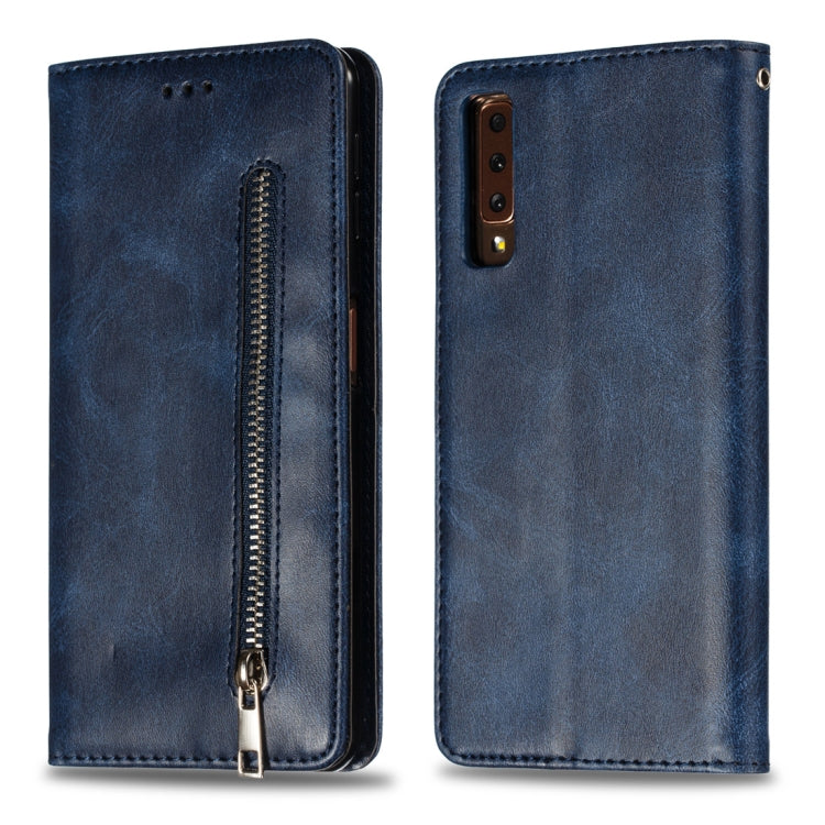 Calf Texture Zipper Magnetic Horizontal Flip Leather Case for Galaxy A7 (2018), with Wallet & Holder & Card Slots