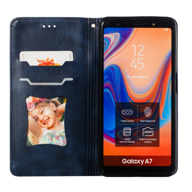 Calf Texture Zipper Magnetic Horizontal Flip Leather Case for Galaxy A7 (2018), with Wallet & Holder & Card Slots