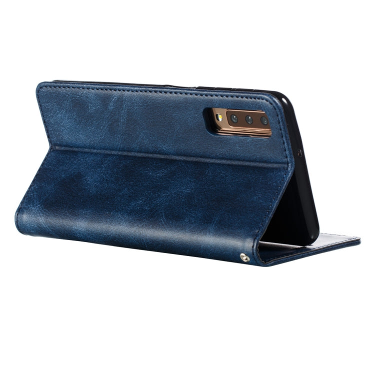 Calf Texture Zipper Magnetic Horizontal Flip Leather Case for Galaxy A7 (2018), with Wallet & Holder & Card Slots