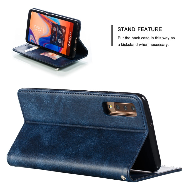 Calf Texture Zipper Magnetic Horizontal Flip Leather Case for Galaxy A7 (2018), with Wallet & Holder & Card Slots