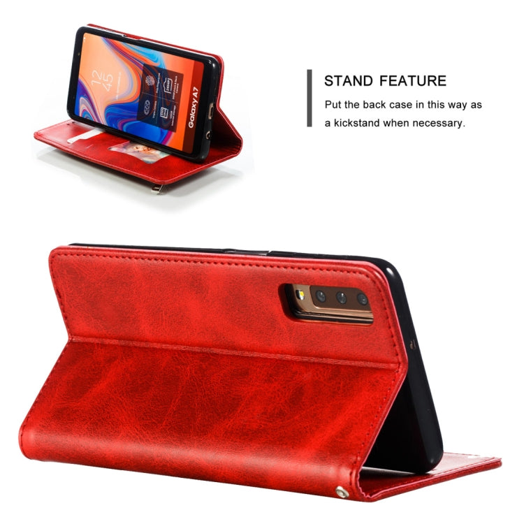 Calf Texture Zipper Magnetic Horizontal Flip Leather Case for Galaxy A7 (2018), with Wallet & Holder & Card Slots